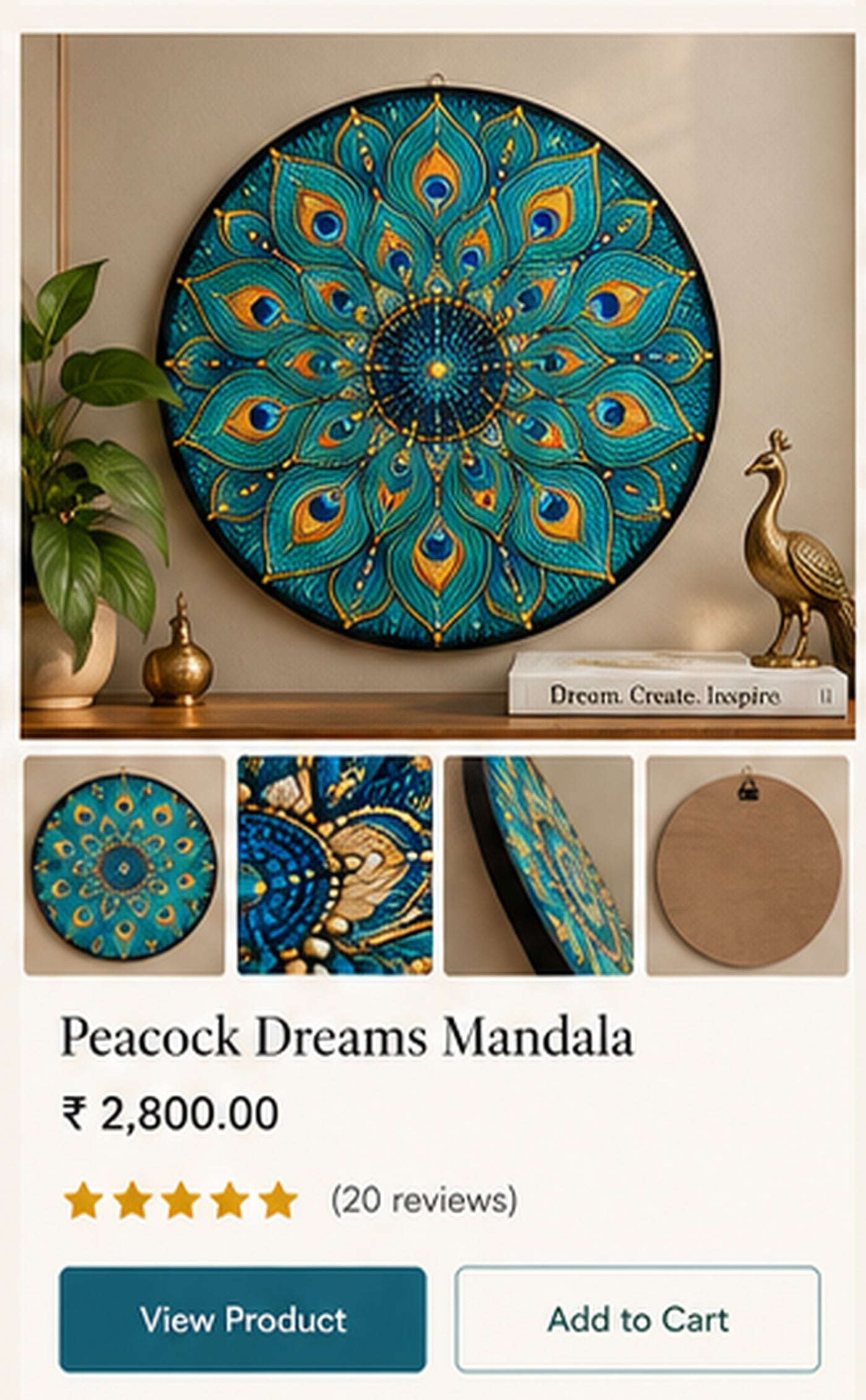 Peacock Dreams Mandala premium product showcase